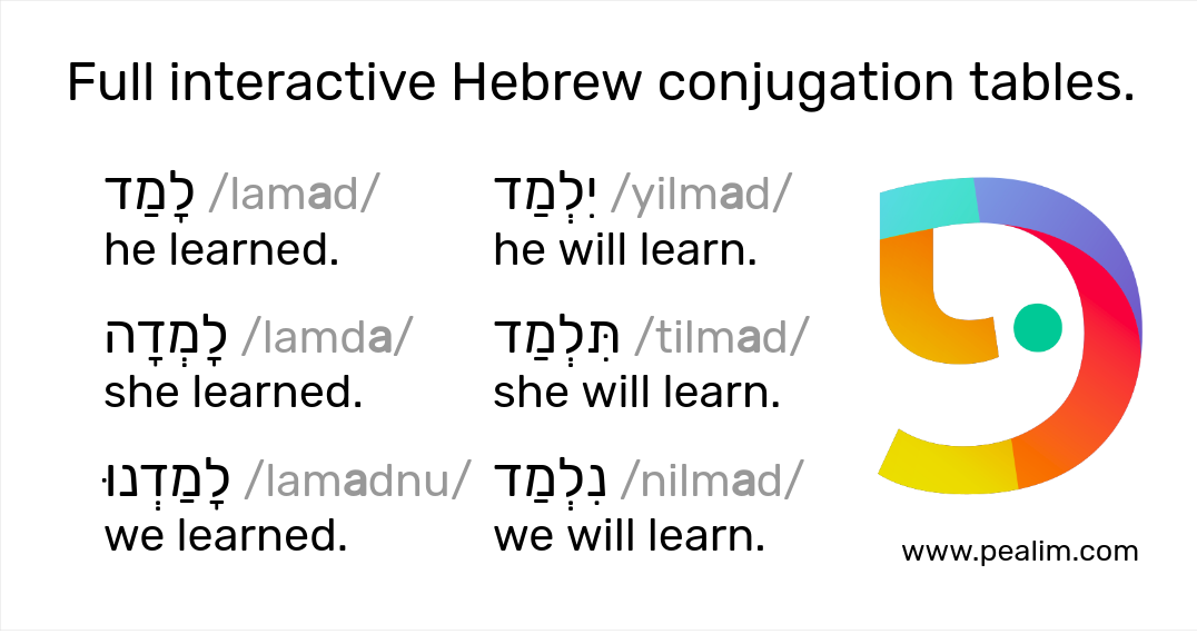 Hebrew conjugation tables