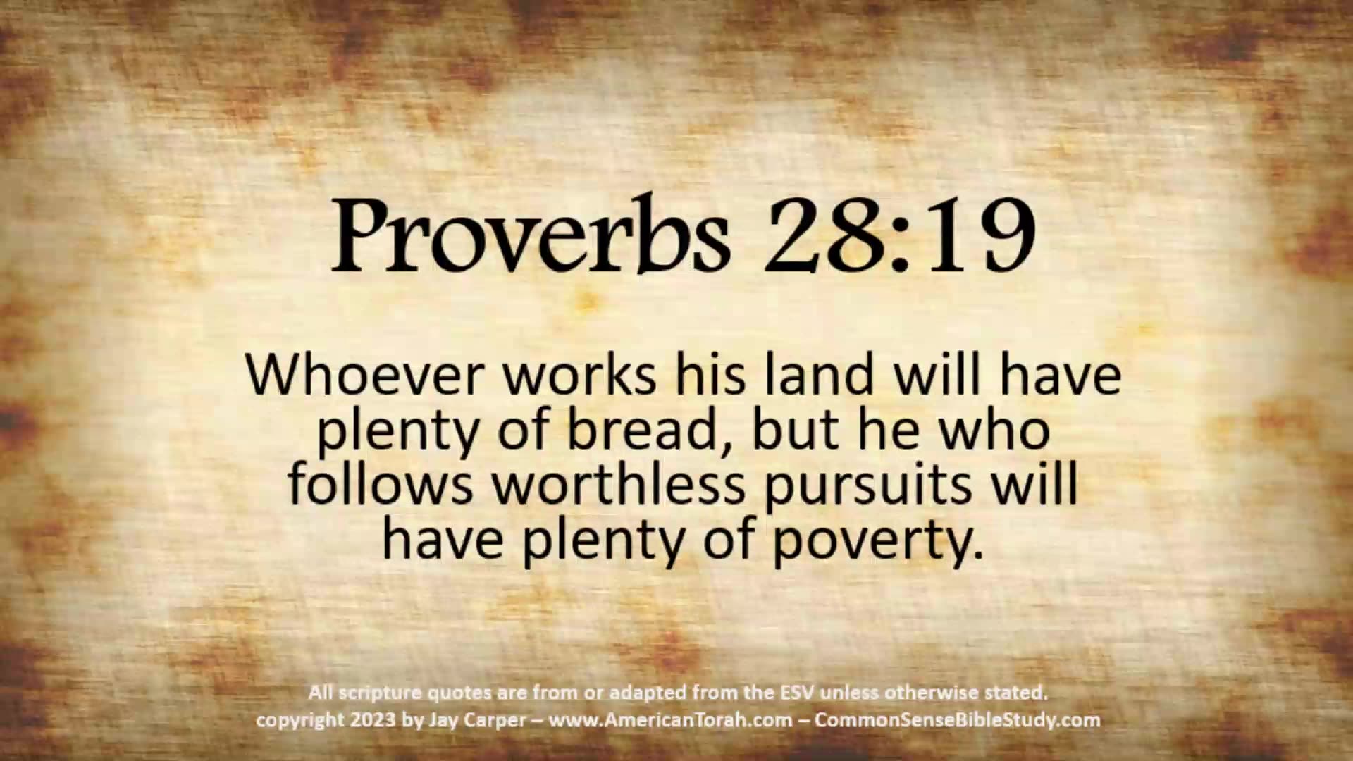 Invest God's Resources Wisely - Proverbs 28:19