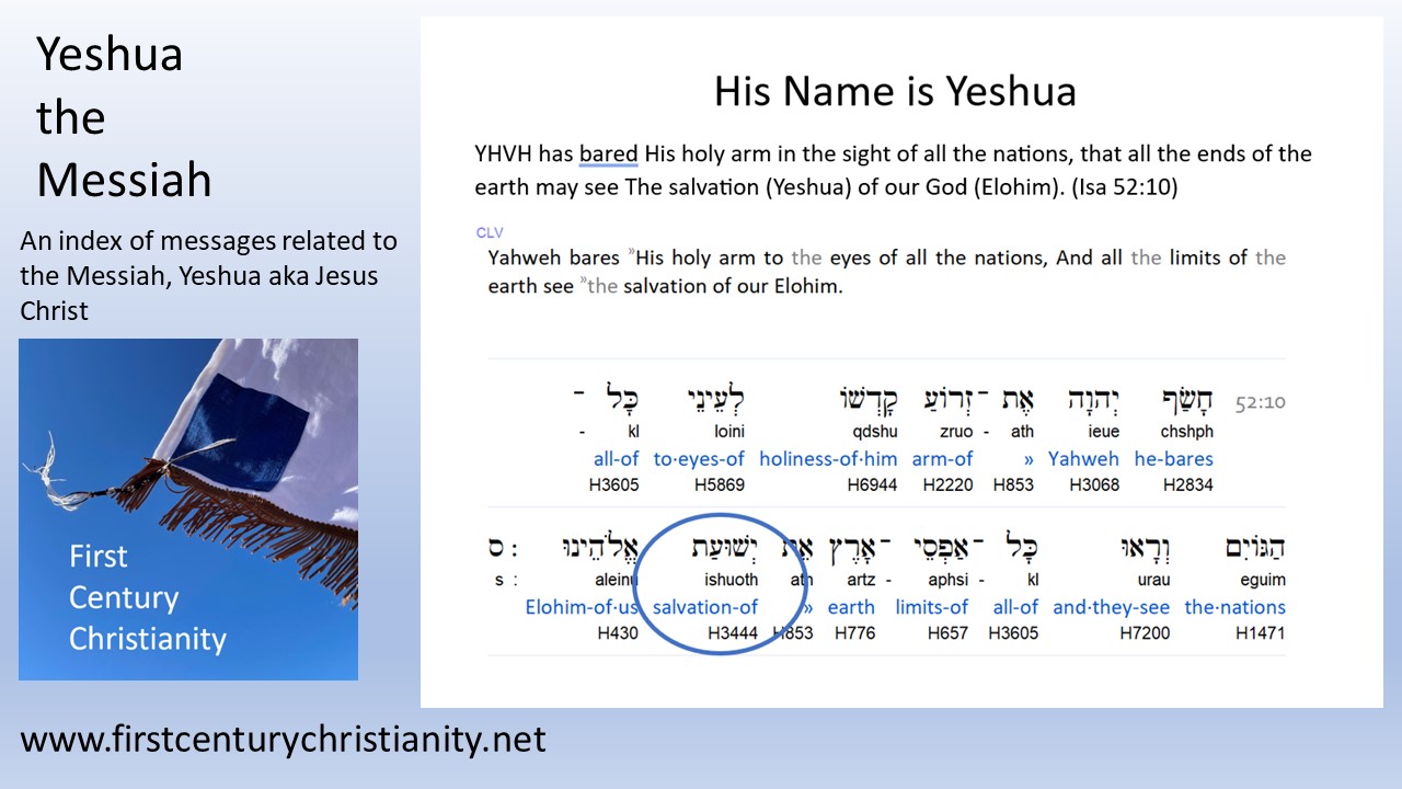 Index: Teachings on Yeshua the Messiah -